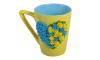 Amazing Mug Decorated with Ceramic Flowers | Yellow & Blue